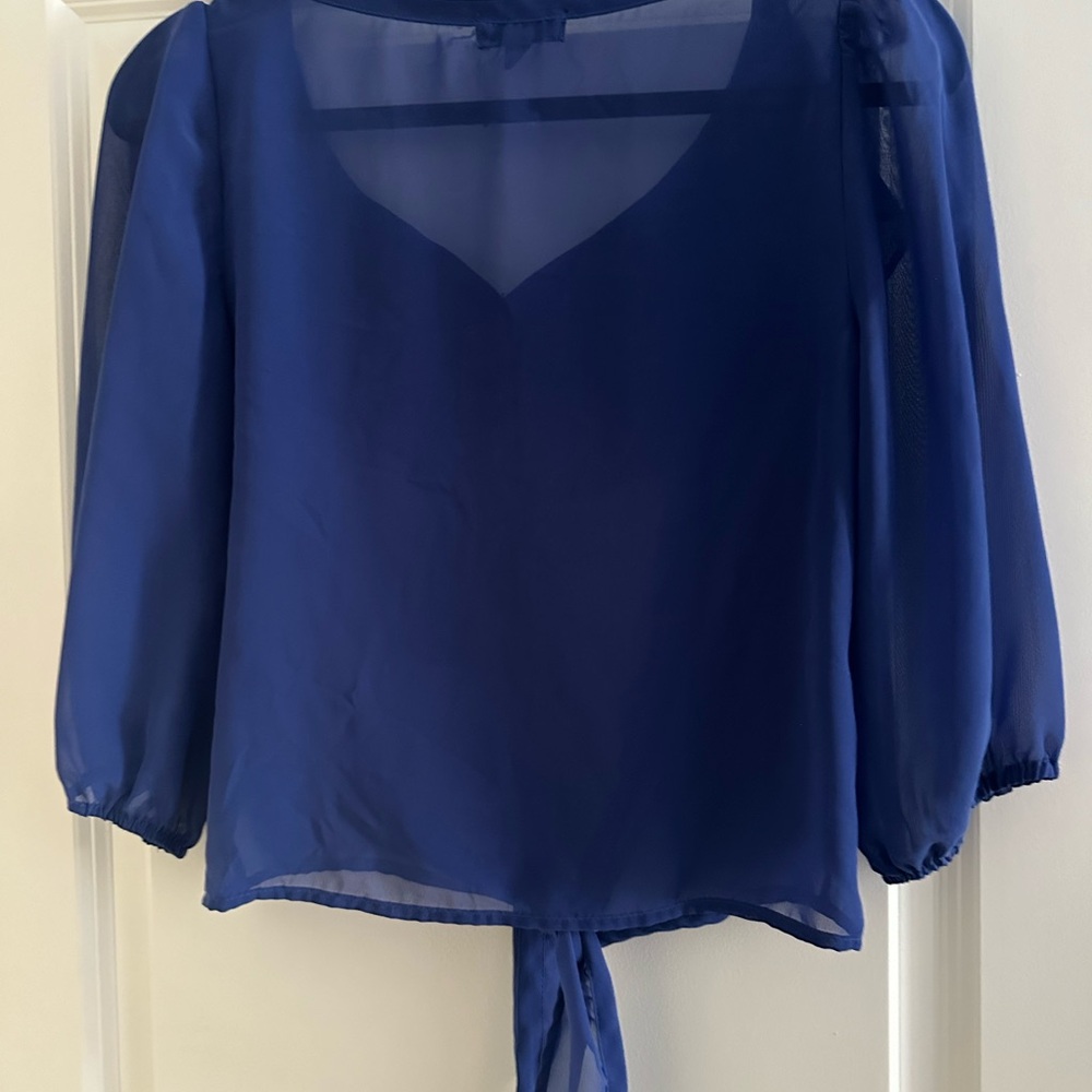 Blue Sheer Ruffle Blouse - Picture 2 of 2